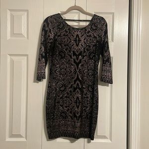 Altar’d State Black sparkly fitted long sleeve dress.
